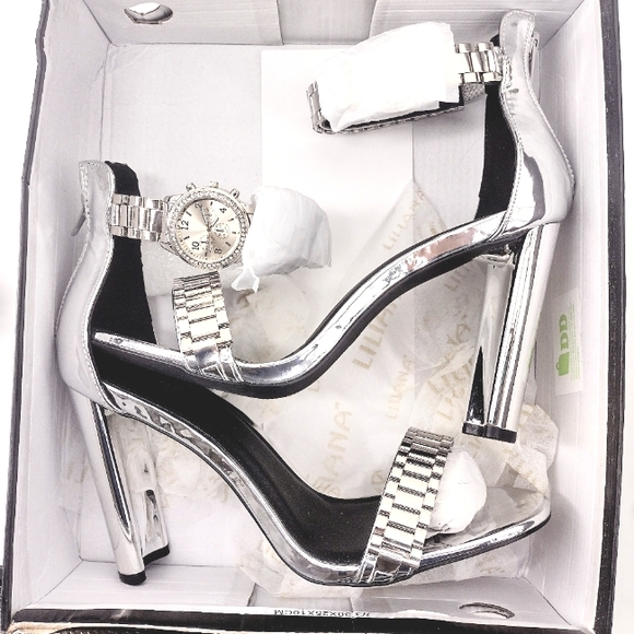 Liliana Silver Heels with Sleek Transparent Strap - Picture 8 of 9